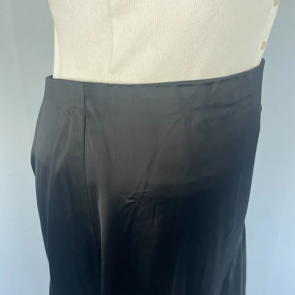 Y2K Skirt Size XL Black Satin Asymmetrical Party Fairy Grunge Whimsigoth Minimal